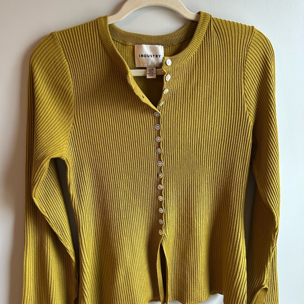 Industry Mustard Ribbed Button-Down Shirt